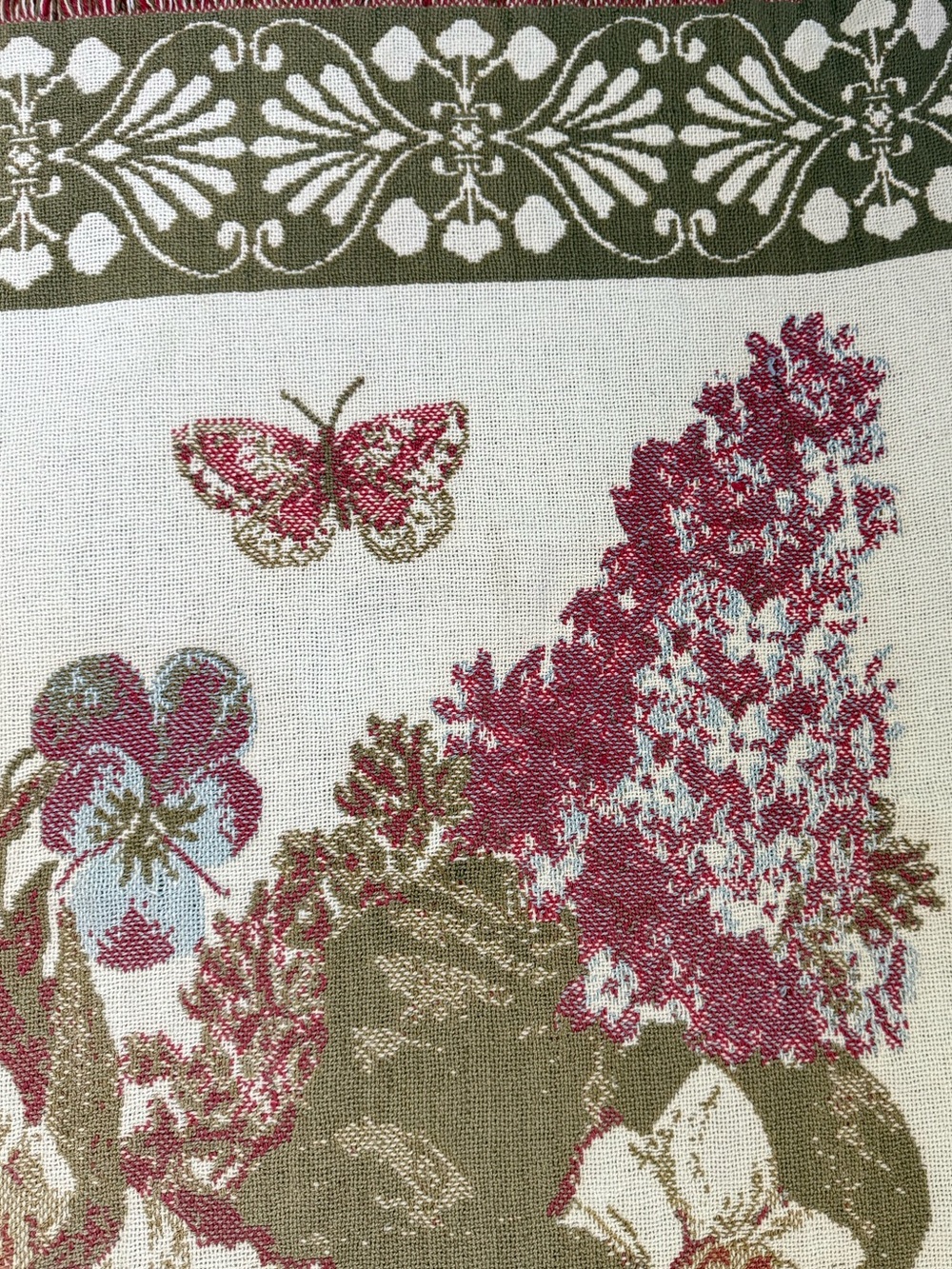 Floral Butterfly Woven Tapestry Throw Blanket Cottagecore 44 x 65 - Picture 5 of 6